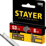 Скобы 6 мм для степлера плоские особотвердые тип 53, 1000 шт  STAYER 3159-06