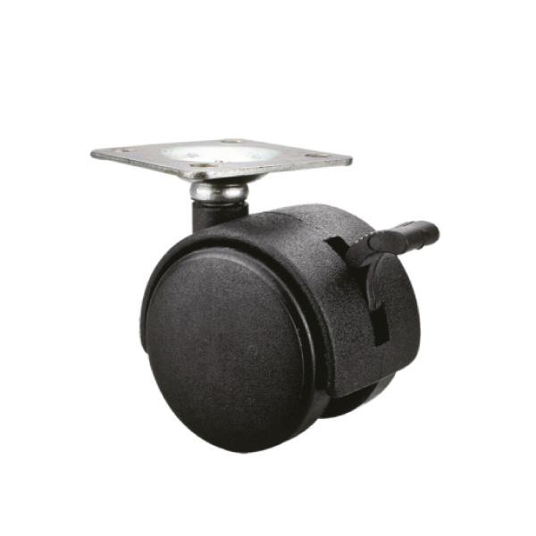 Колесная опора с площадкой d=40, 38х38х1,2 с тормозом 10521